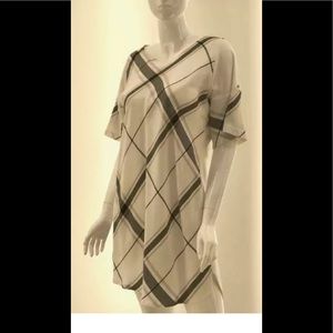 AMS Pure Cream Geometric Print Dress Lara Size 6